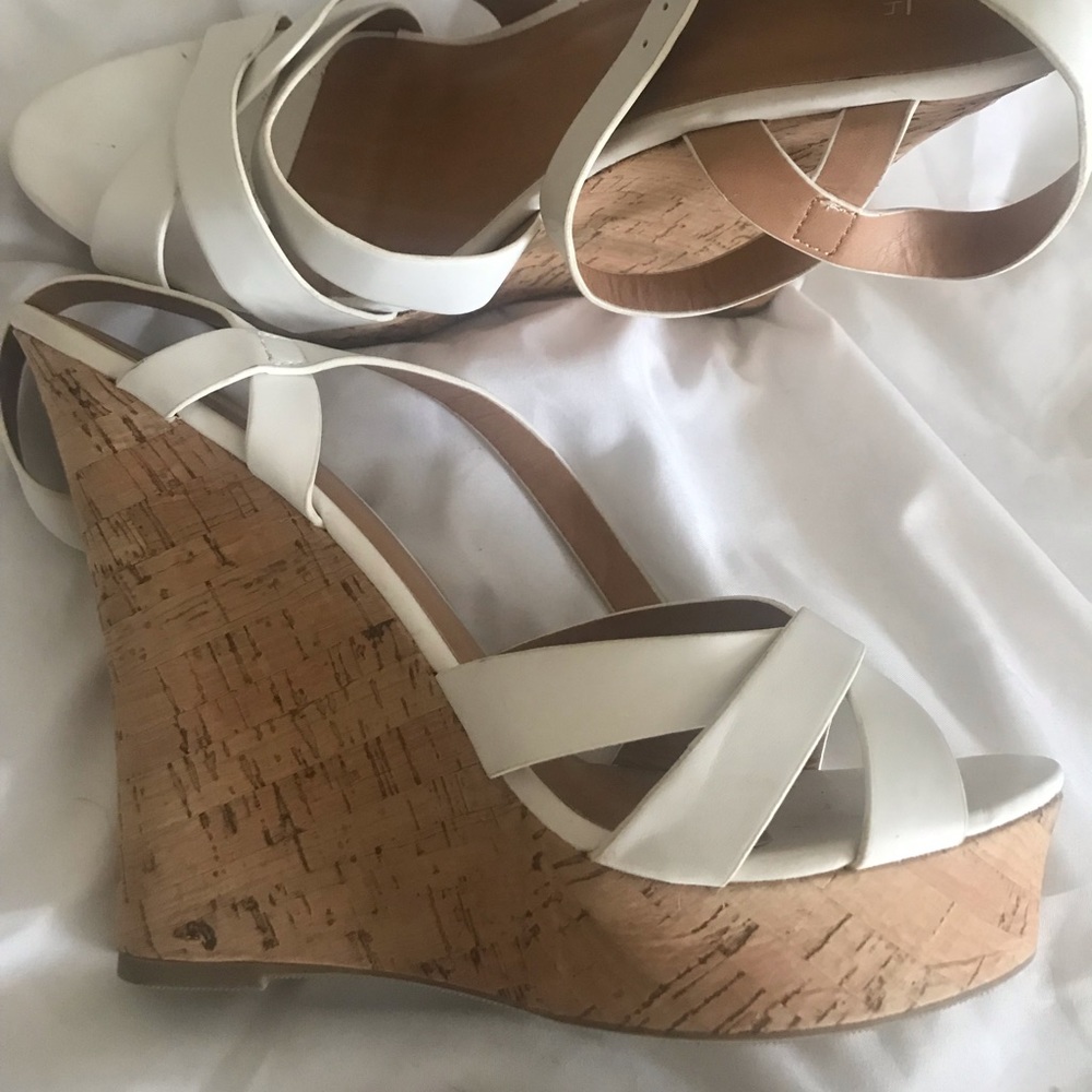 White wedge sandals